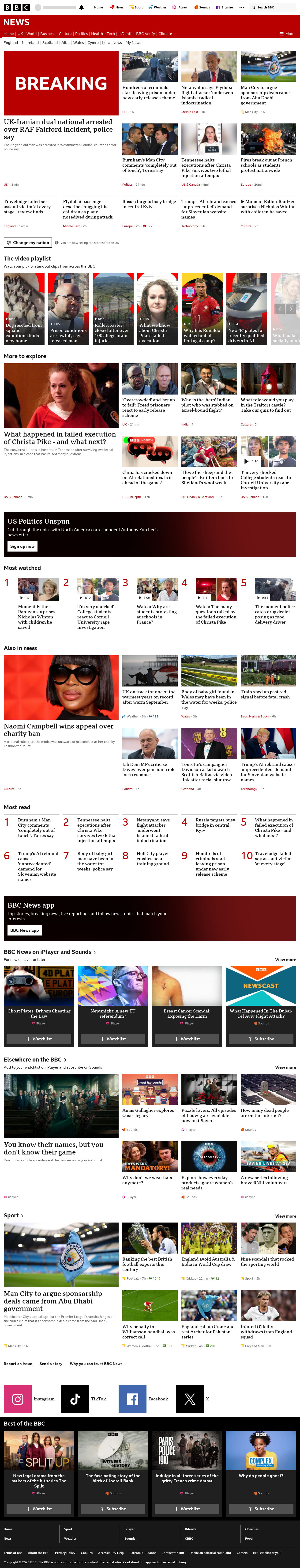 BBC News snapshot from Thursday, 1 October 2026 at 18:00
