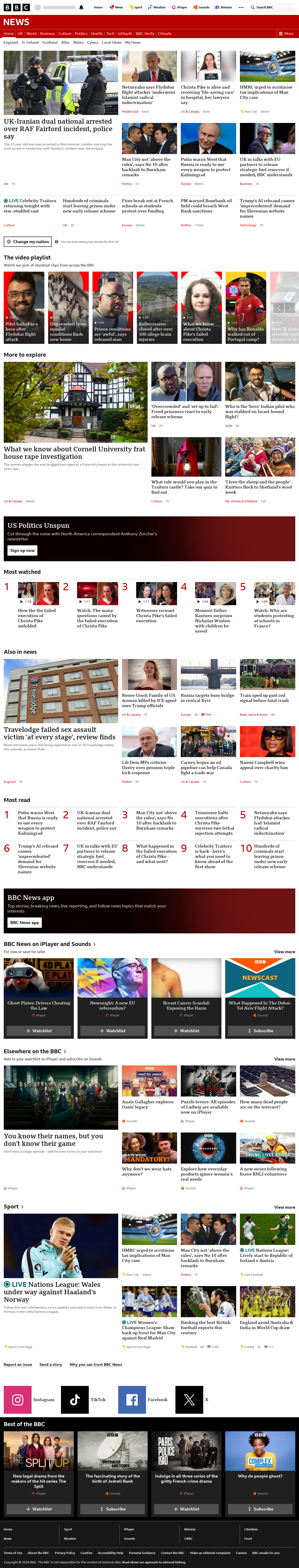 BBC News snapshot from Thursday, 1 October 2026 at 20:00