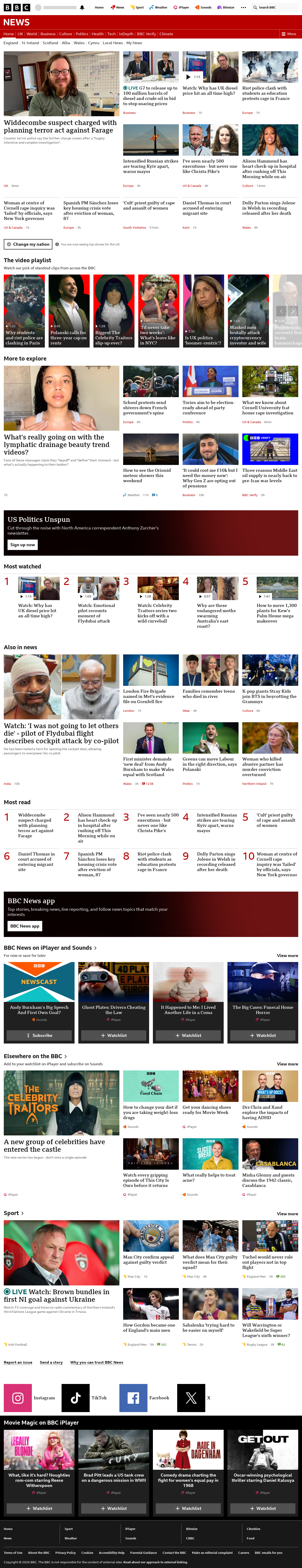 BBC News snapshot from Friday, 2 October 2026 at 20:00