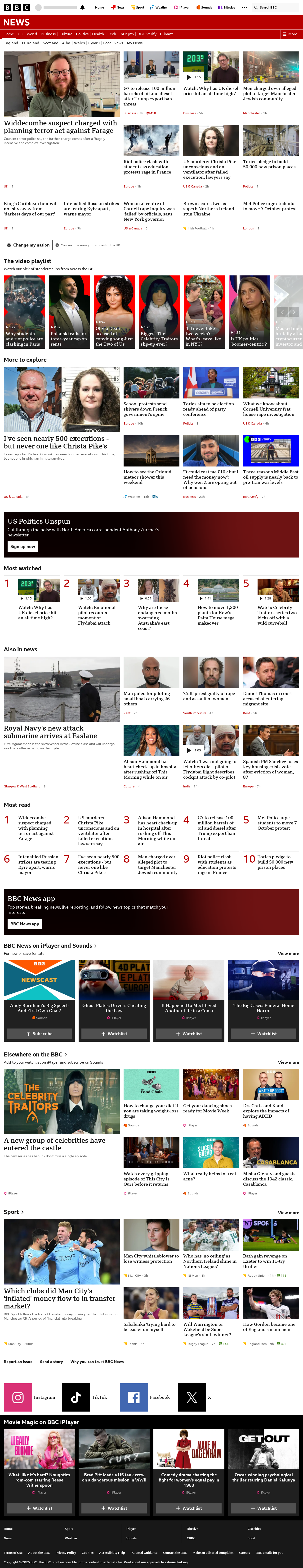 BBC News snapshot from Saturday, 3 October 2026 at 00:00