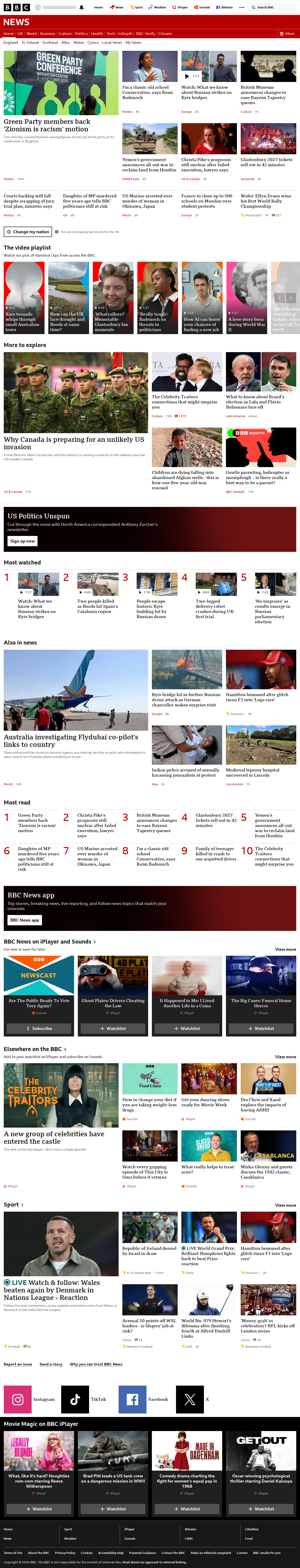 BBC News snapshot from Sunday, 4 October 2026 at 22:00