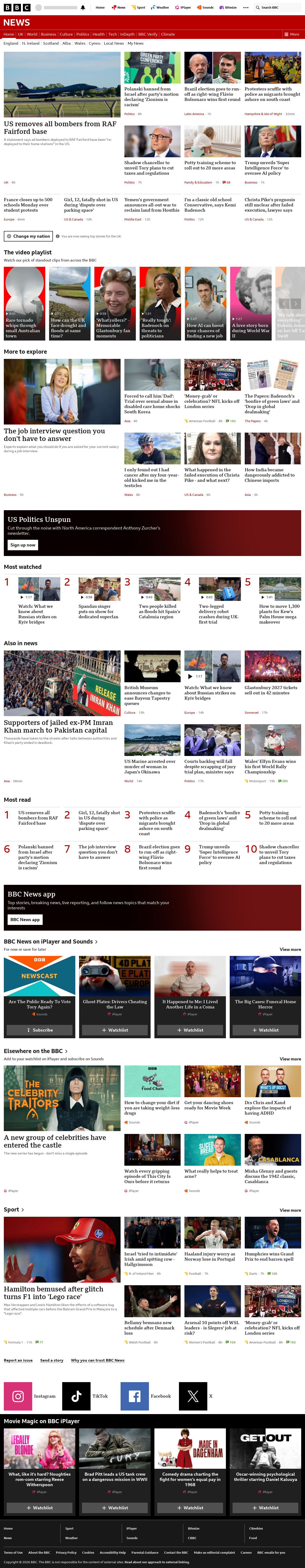 BBC News snapshot from Monday, 5 October 2026 at 06:00