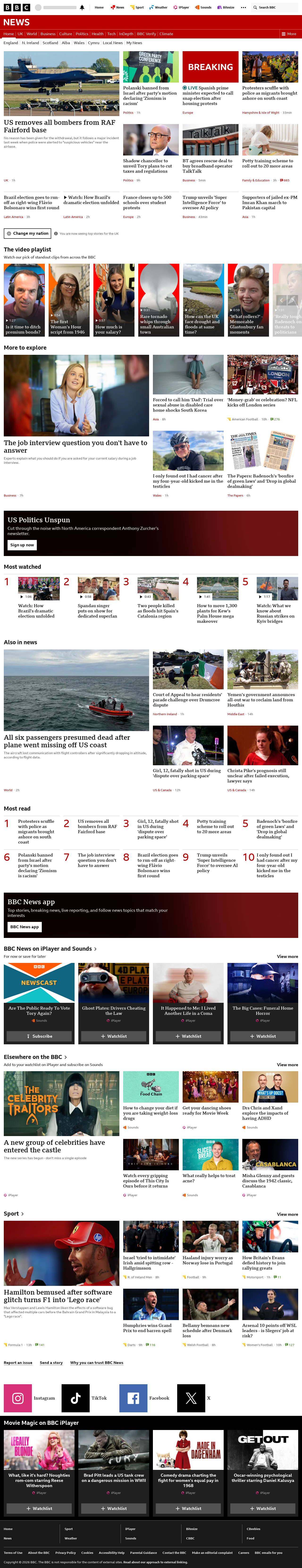 BBC News snapshot from Monday, 5 October 2026 at 08:00
