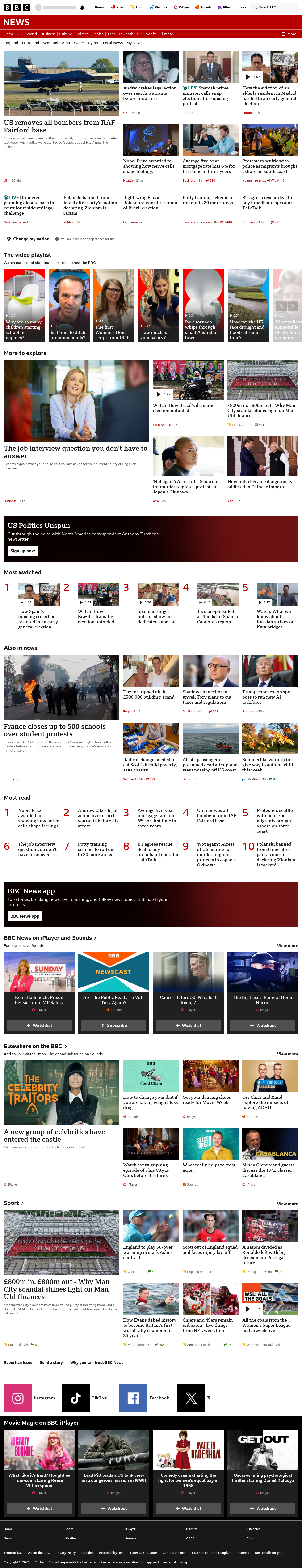 BBC News snapshot from Monday, 5 October 2026 at 12:00