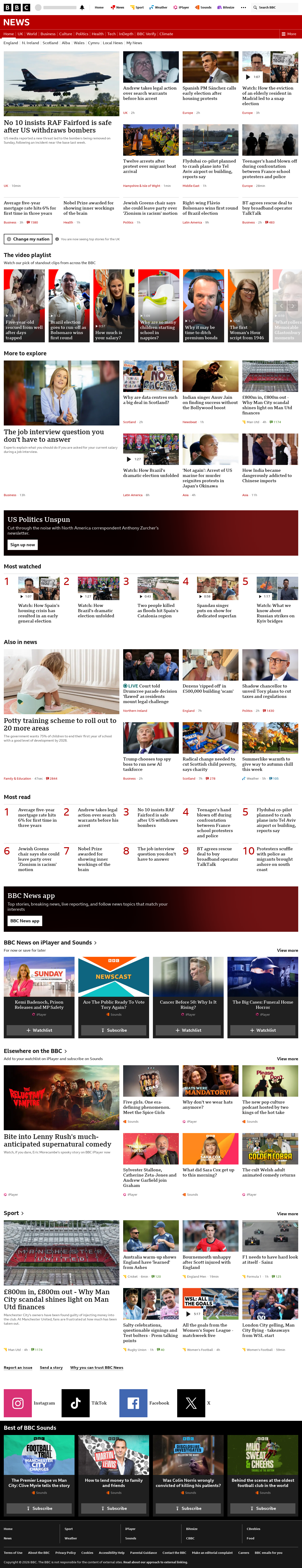 BBC News snapshot from Monday, 5 October 2026 at 14:00