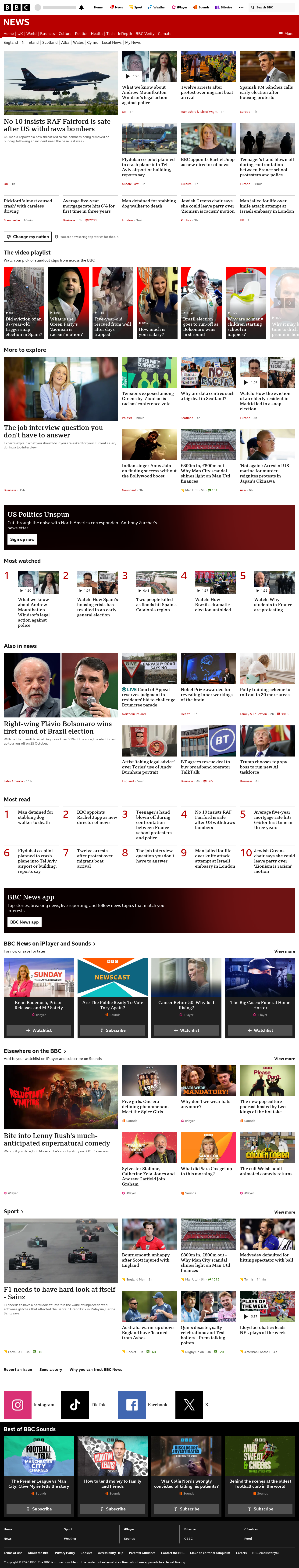 BBC News snapshot from Monday, 5 October 2026 at 16:00