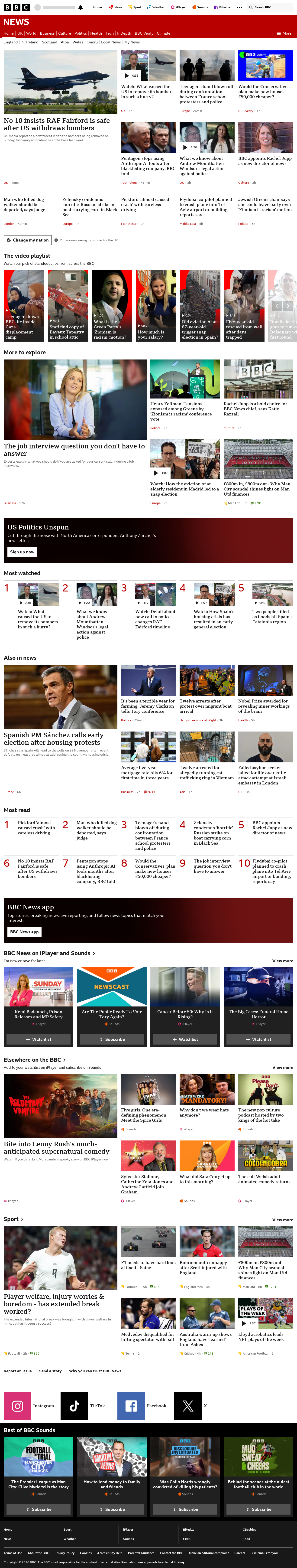 BBC News snapshot from Monday, 5 October 2026 at 18:00