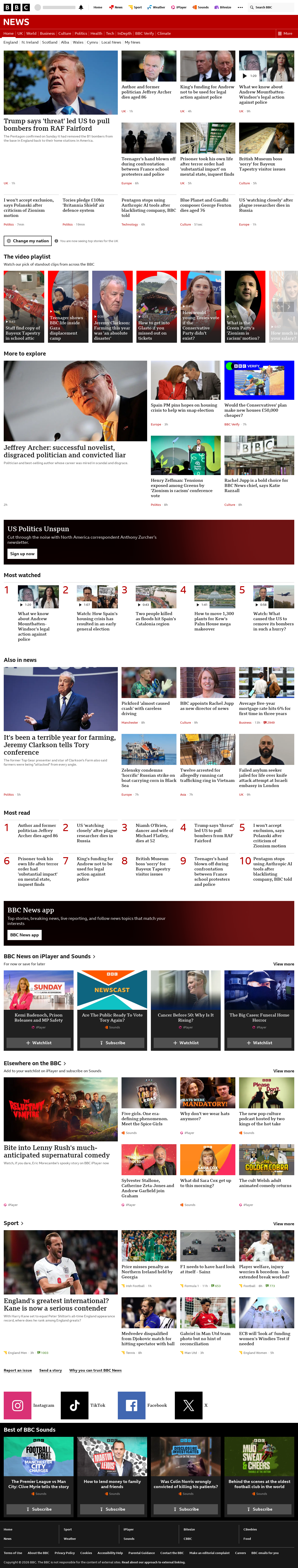 BBC News snapshot from Tuesday, 6 October 2026 at 00:00