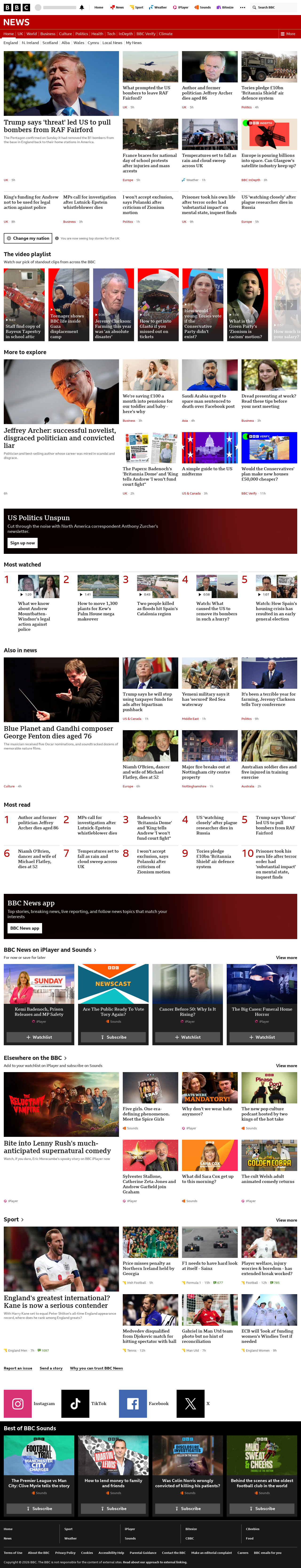 BBC News snapshot from Tuesday, 6 October 2026 at 04:00