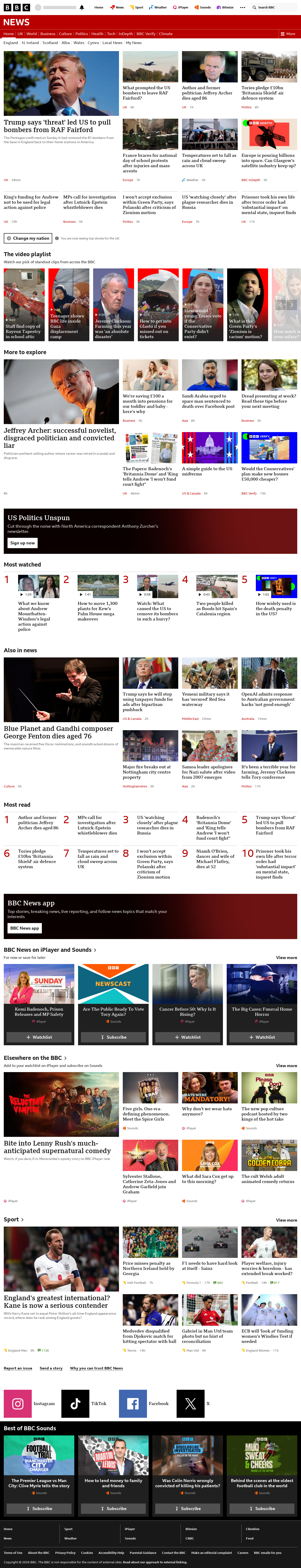 BBC News snapshot from Tuesday, 6 October 2026 at 06:00