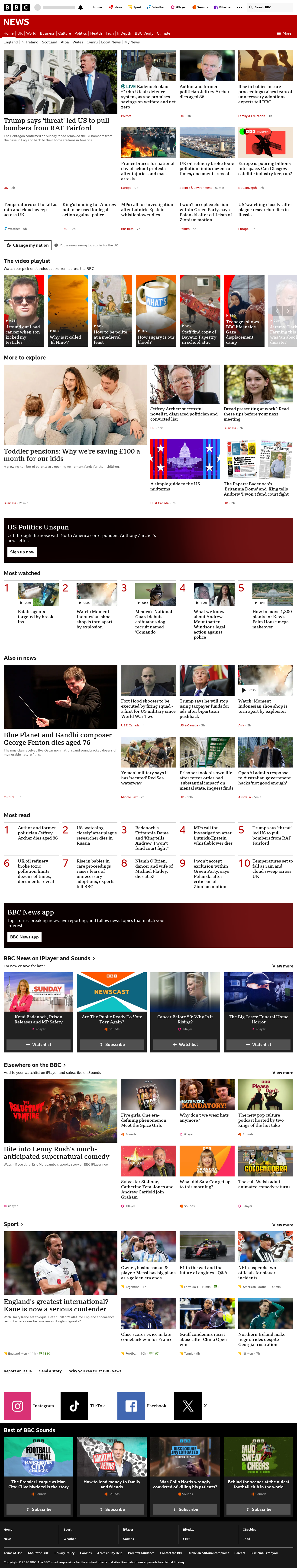 BBC News snapshot from Tuesday, 6 October 2026 at 08:00