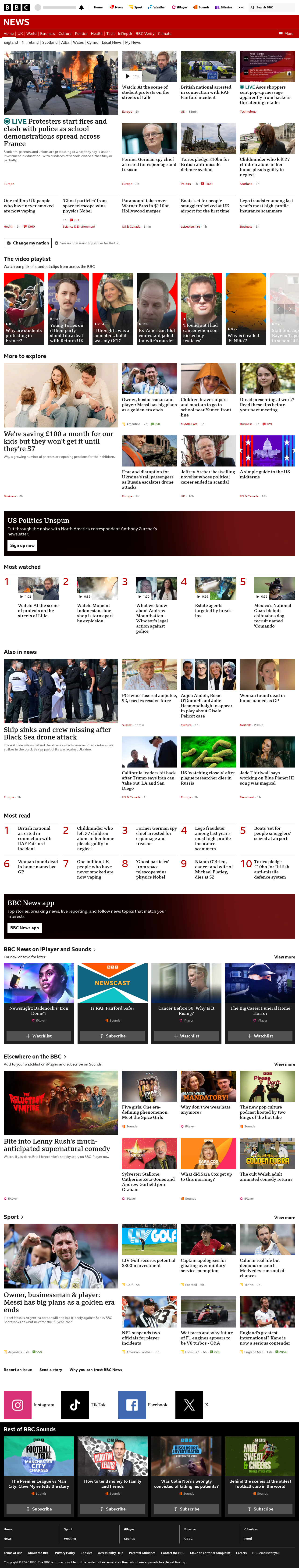 BBC News snapshot from Tuesday, 6 October 2026 at 14:00