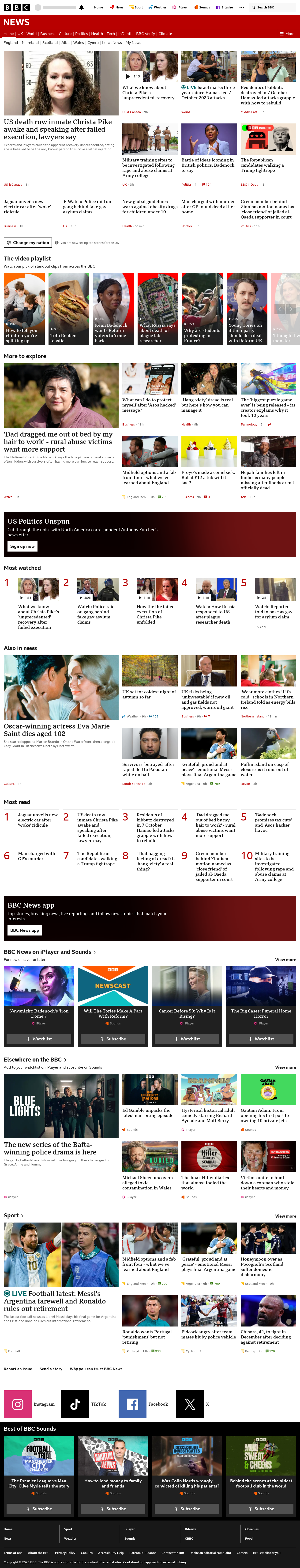 BBC News snapshot from Wednesday, 7 October 2026 at 10:00