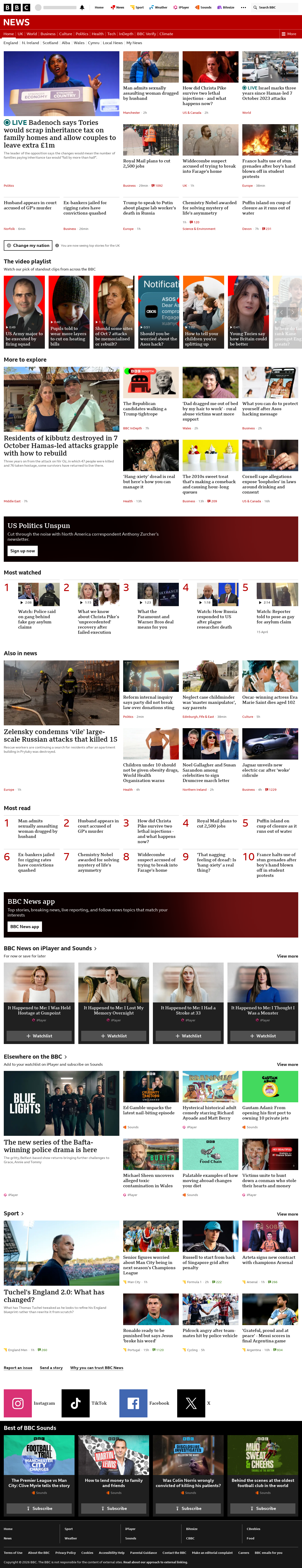 BBC News snapshot from Wednesday, 7 October 2026 at 14:00
