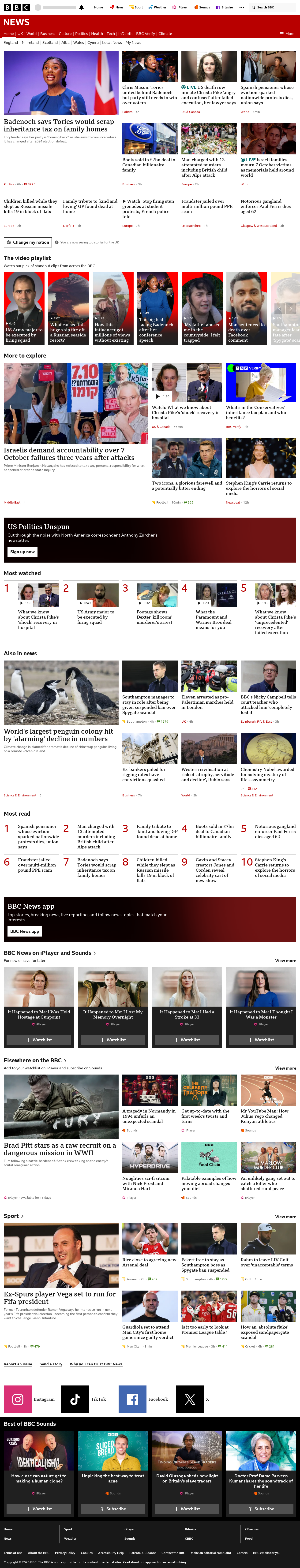 BBC News snapshot from Wednesday, 7 October 2026 at 22:00