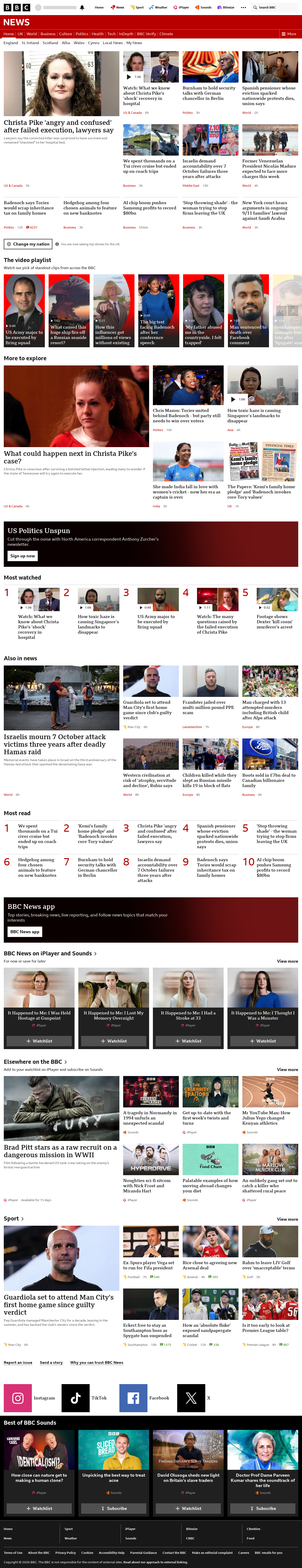 BBC News snapshot from Thursday, 8 October 2026 at 04:00