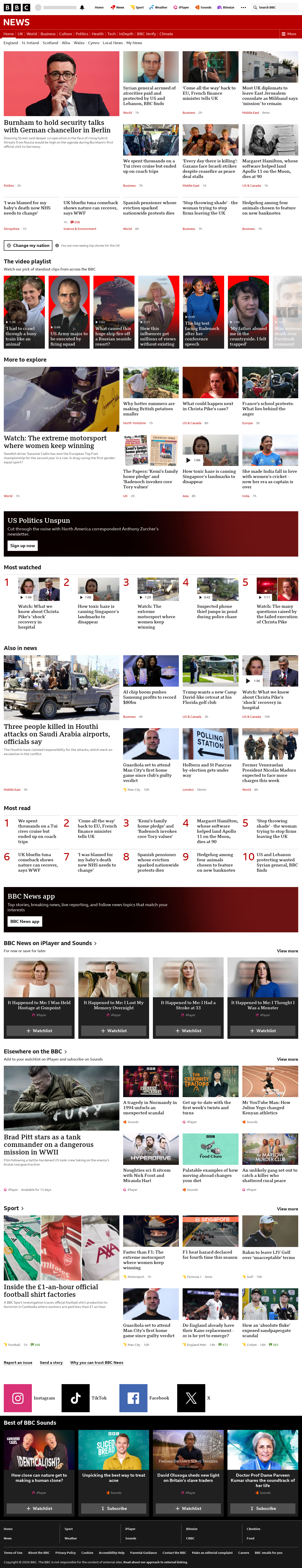 BBC News snapshot from Thursday, 8 October 2026 at 08:00