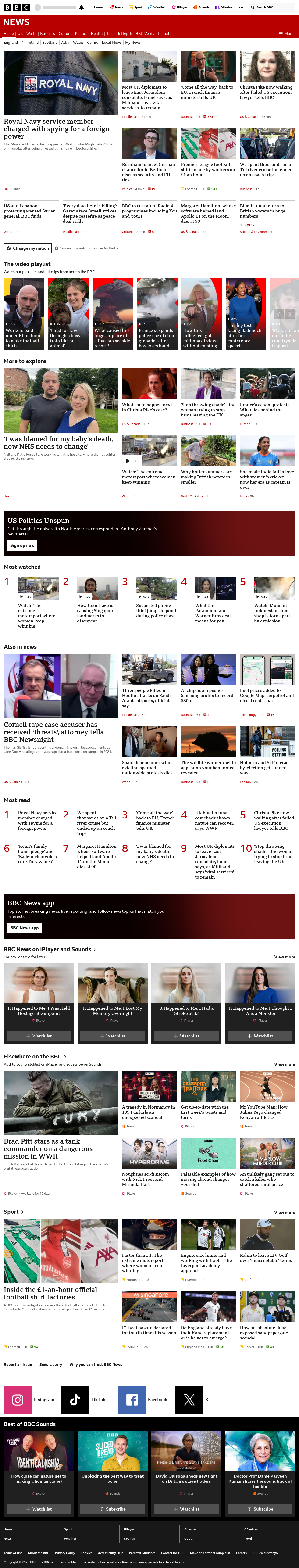 BBC News snapshot from Thursday, 8 October 2026 at 10:00