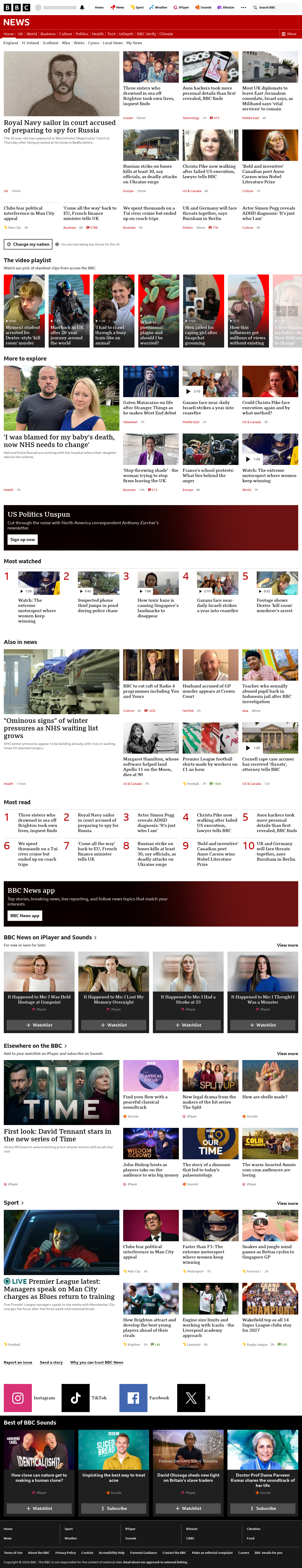 BBC News snapshot from Thursday, 8 October 2026 at 14:00