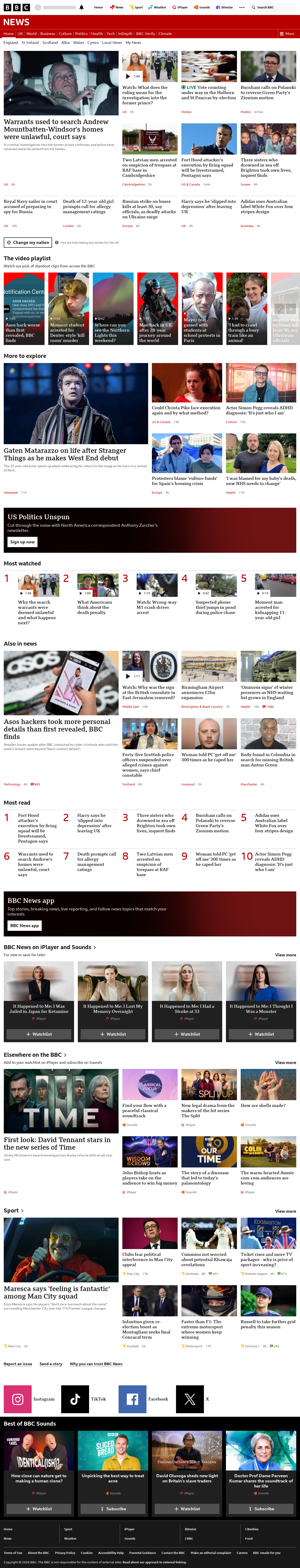 BBC News snapshot from Friday, 9 October 2026 at 00:00