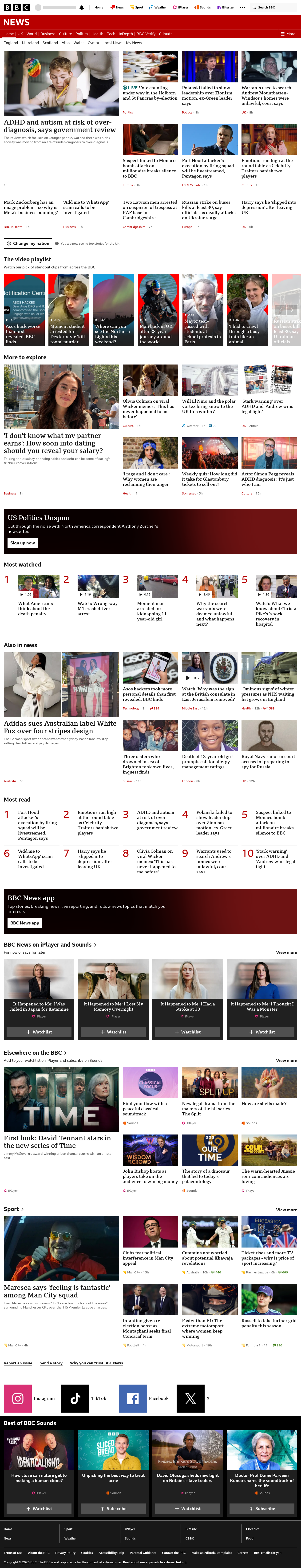 BBC News snapshot from Friday, 9 October 2026 at 02:00
