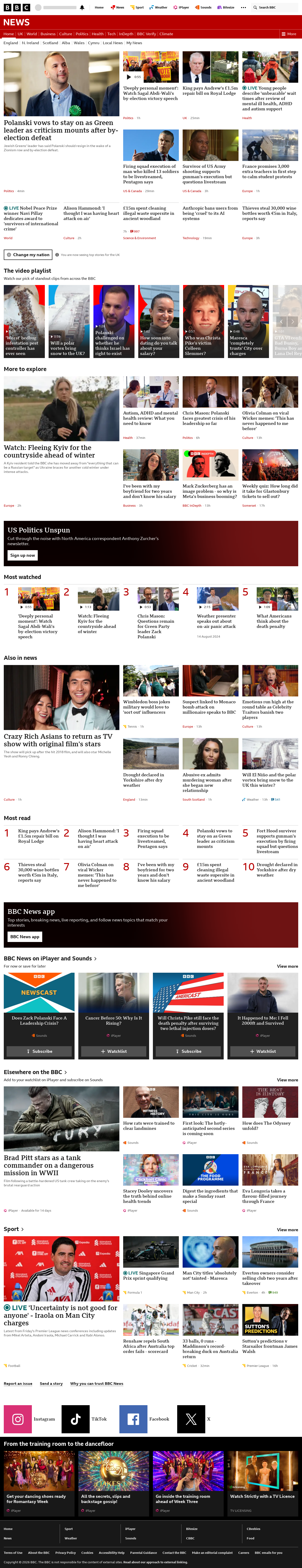 BBC News snapshot from Friday, 9 October 2026 at 14:00