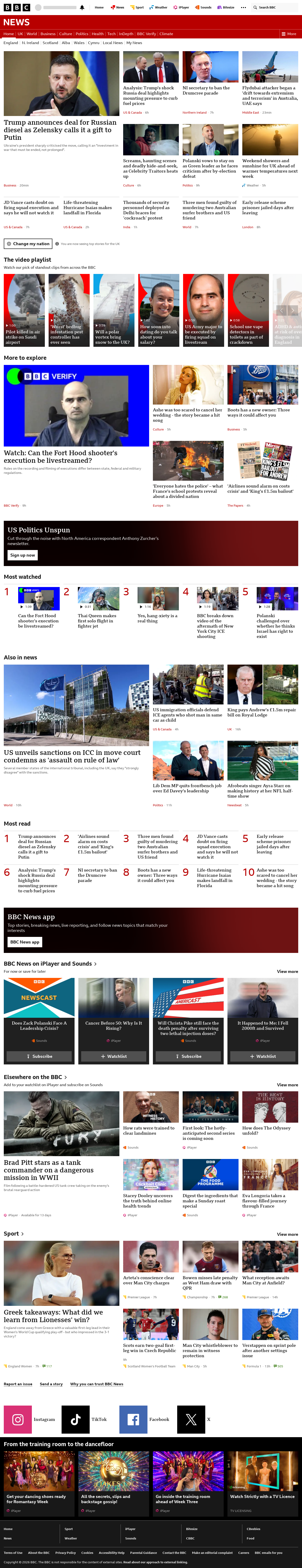 BBC News snapshot from Saturday, 10 October 2026 at 06:00
