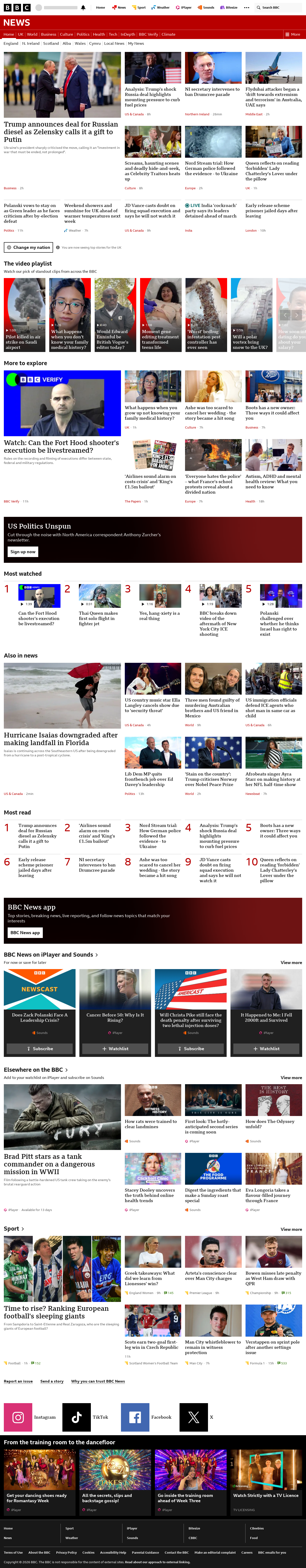 BBC News snapshot from Saturday, 10 October 2026 at 08:00