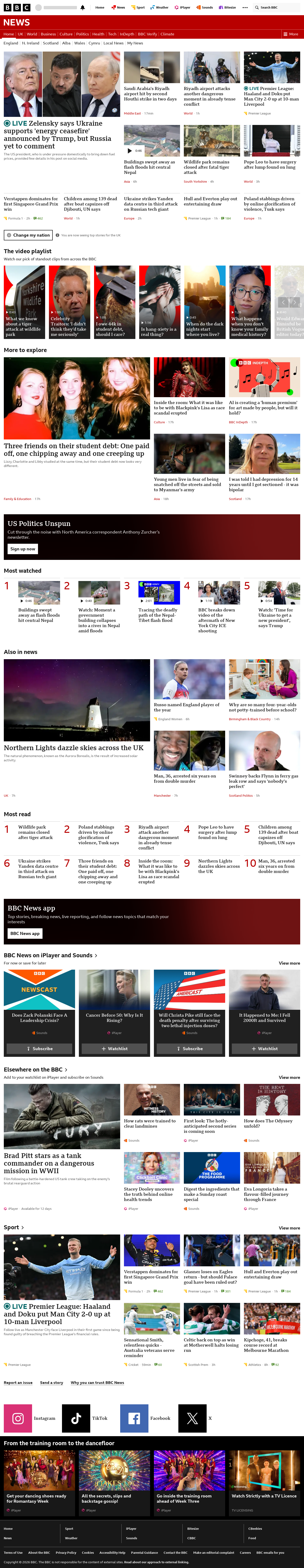 BBC News snapshot from Sunday, 11 October 2026 at 18:00