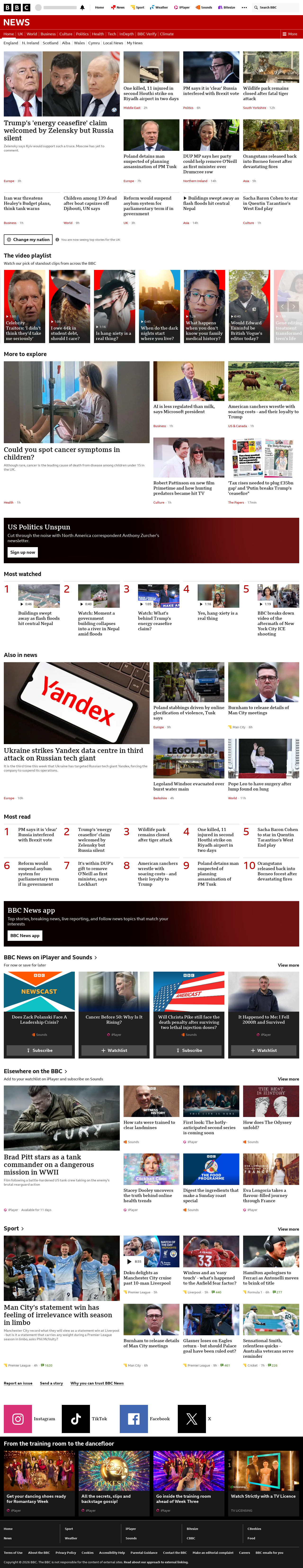 BBC News snapshot from Monday, 12 October 2026 at 02:00