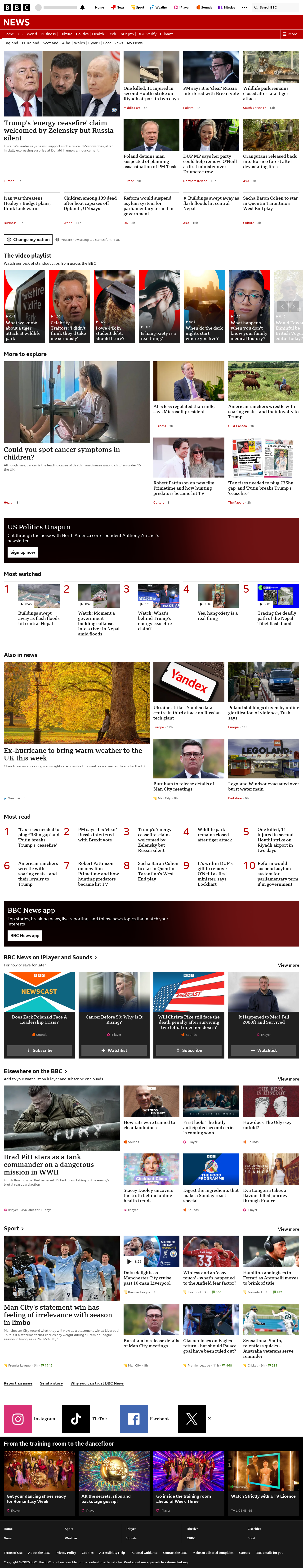 BBC News snapshot from Monday, 12 October 2026 at 04:00