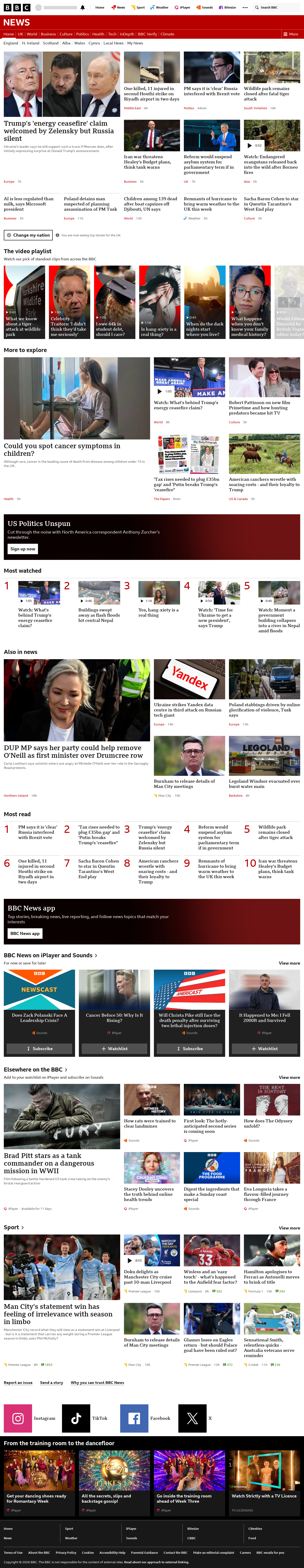 BBC News snapshot from Monday, 12 October 2026 at 06:00