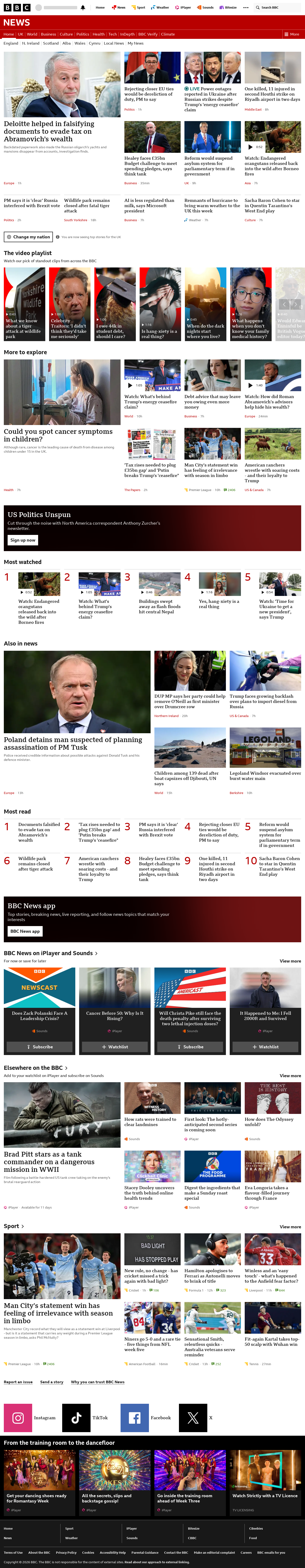 BBC News snapshot from Monday, 12 October 2026 at 08:00