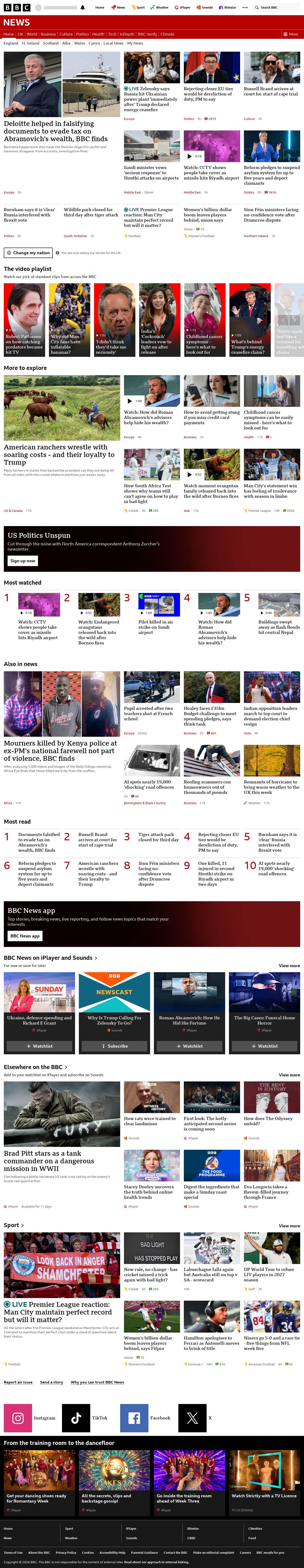 BBC News snapshot from Monday, 12 October 2026 at 12:00