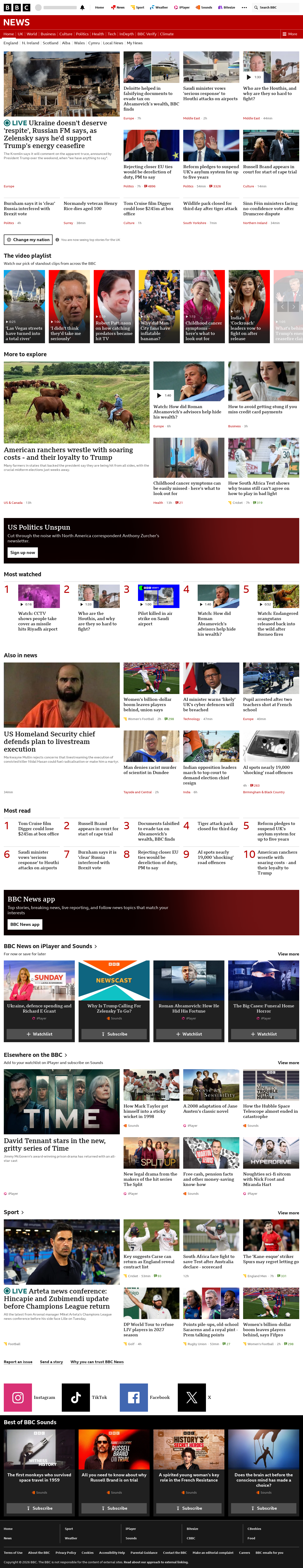 BBC News snapshot from Monday, 12 October 2026 at 14:00