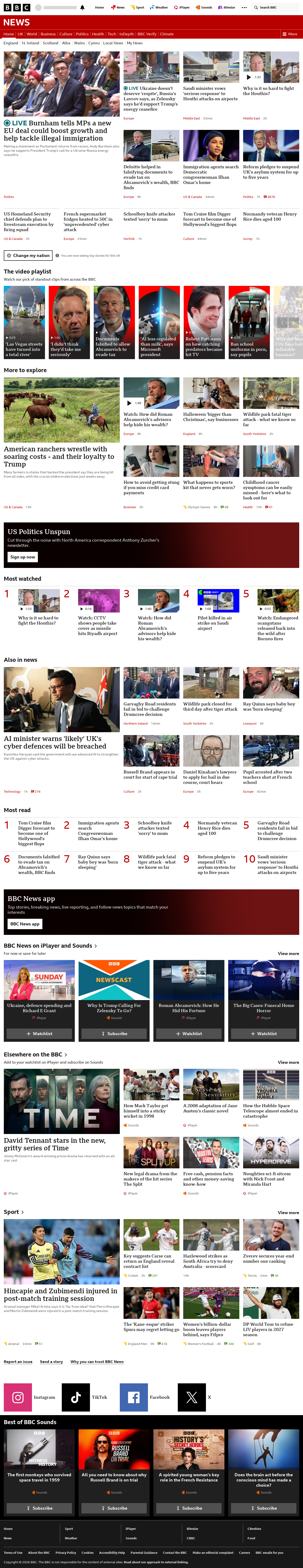 BBC News snapshot from Monday, 12 October 2026 at 16:00