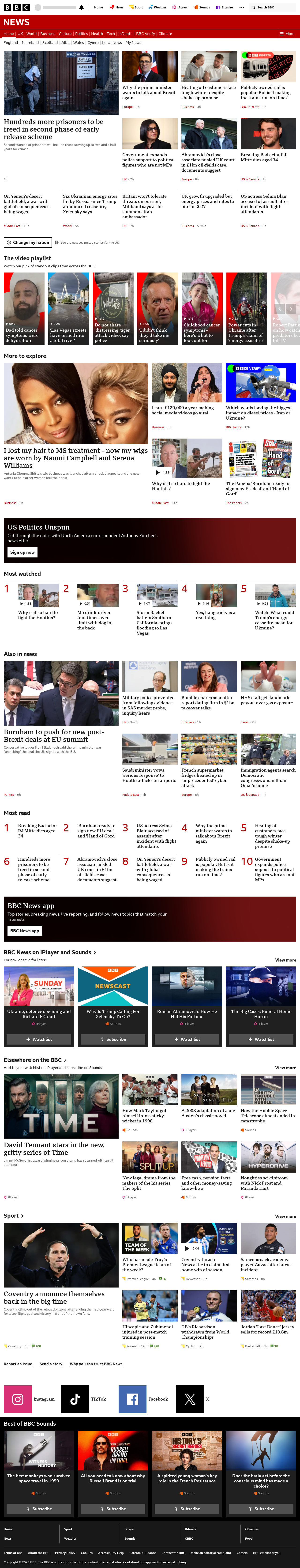 BBC News snapshot from Tuesday, 13 October 2026 at 04:00