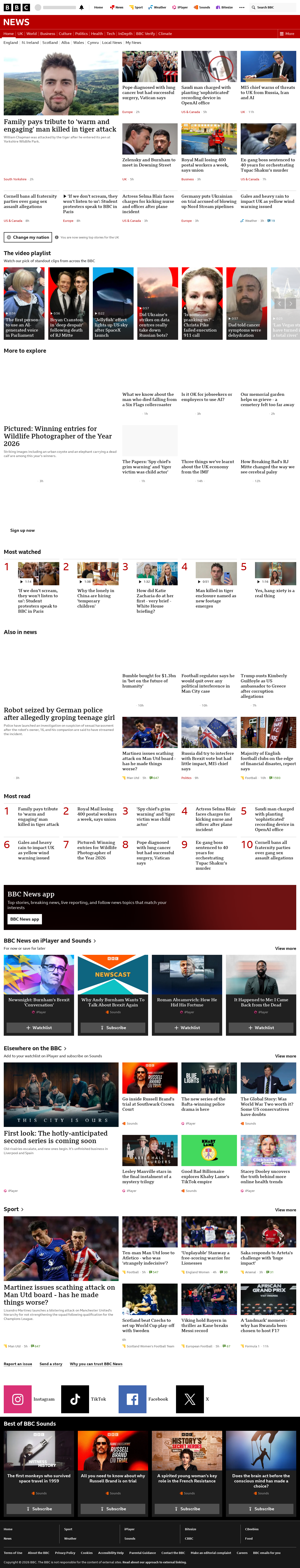 BBC News snapshot from Wednesday, 14 October 2026 at 04:00