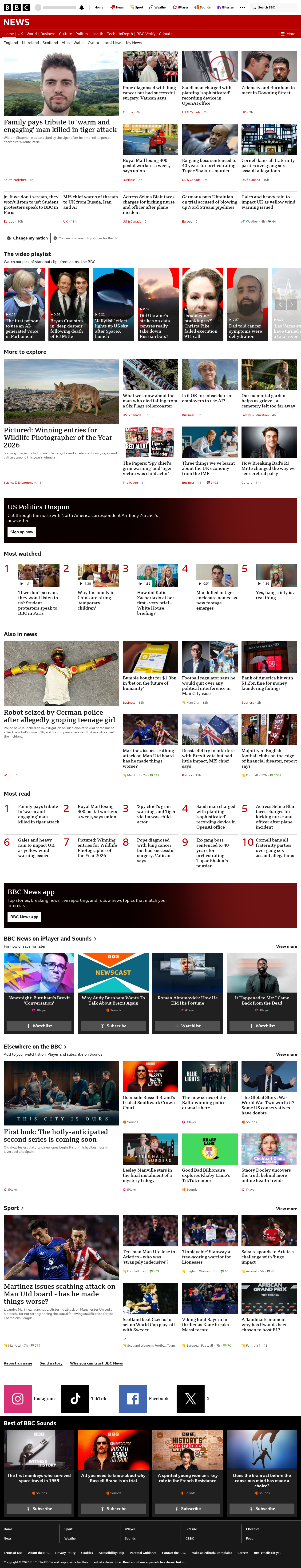BBC News snapshot from Wednesday, 14 October 2026 at 06:00