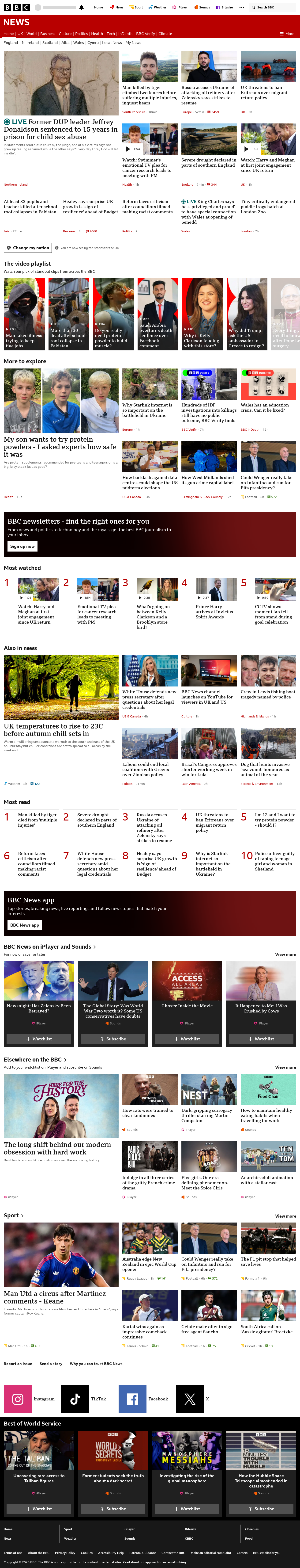 BBC News snapshot from Thursday, 15 October 2026 at 14:00