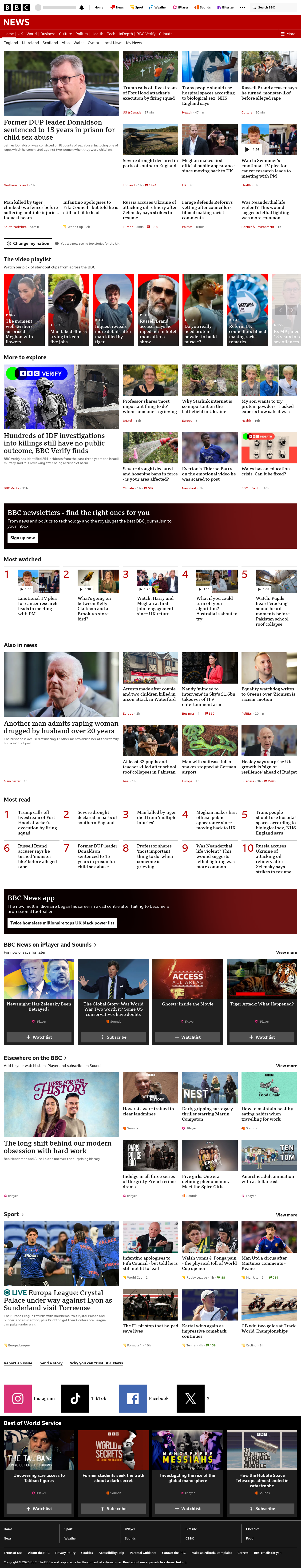 BBC News snapshot from Thursday, 15 October 2026 at 18:00