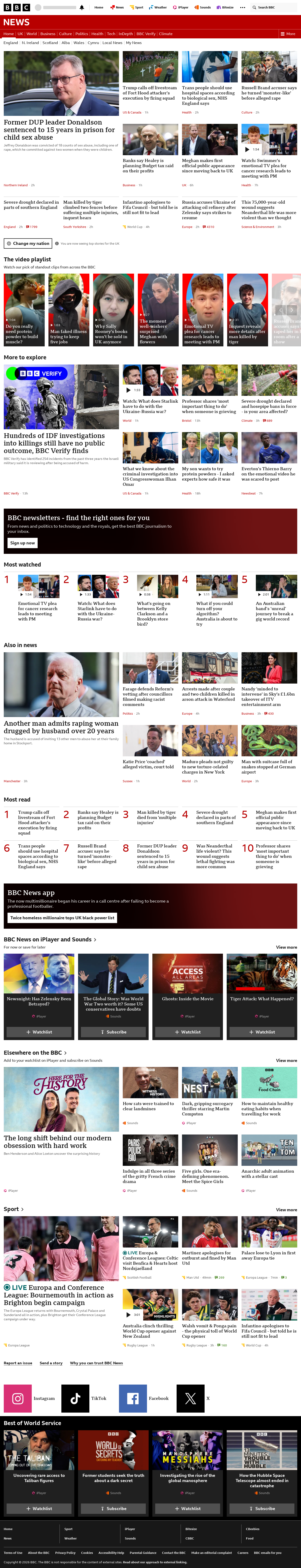 BBC News snapshot from Thursday, 15 October 2026 at 20:00