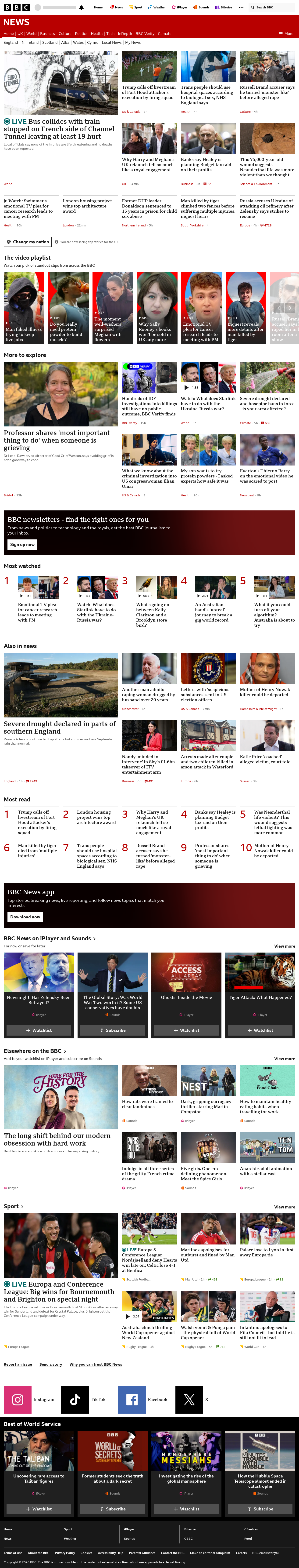 BBC News snapshot from Thursday, 15 October 2026 at 22:00