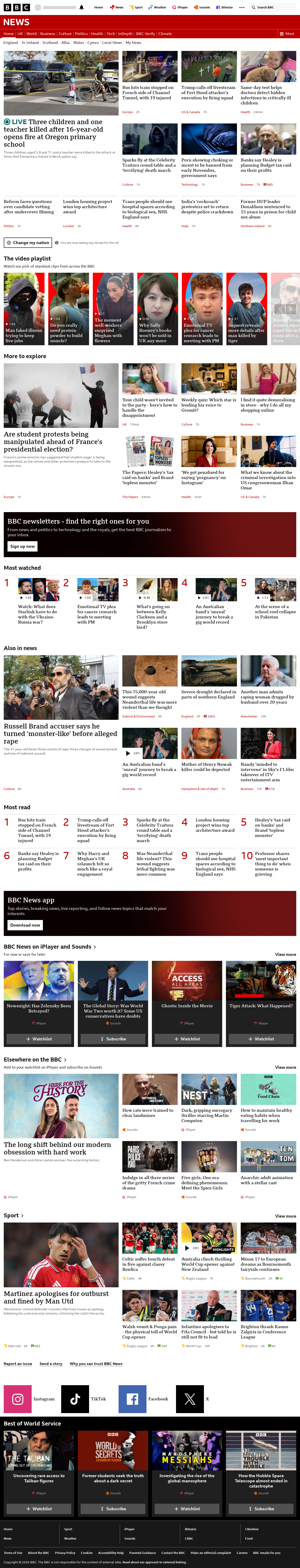 BBC News snapshot from Friday, 16 October 2026 at 02:00