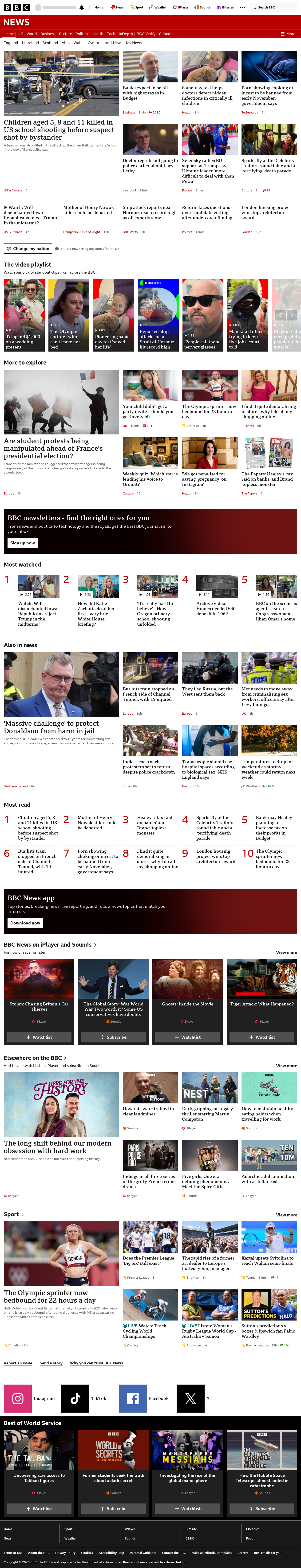 BBC News snapshot from Friday, 16 October 2026 at 10:00