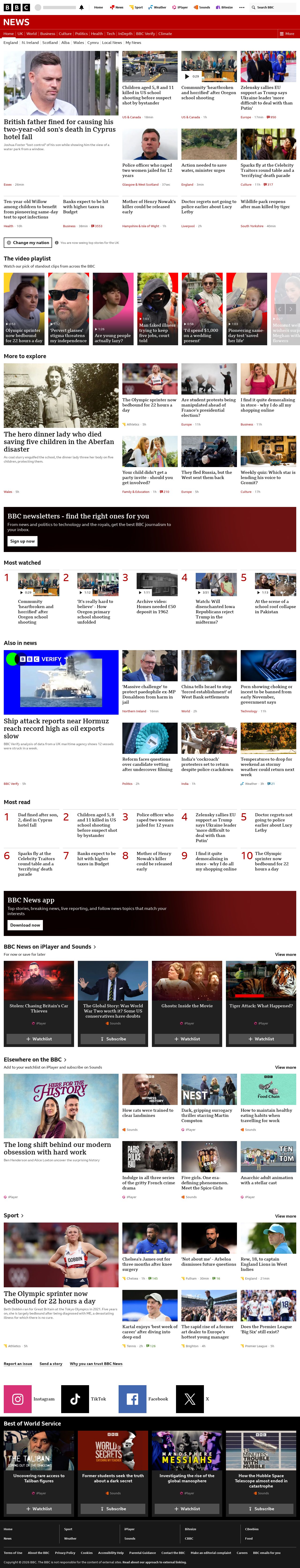 BBC News snapshot from Friday, 16 October 2026 at 12:00
