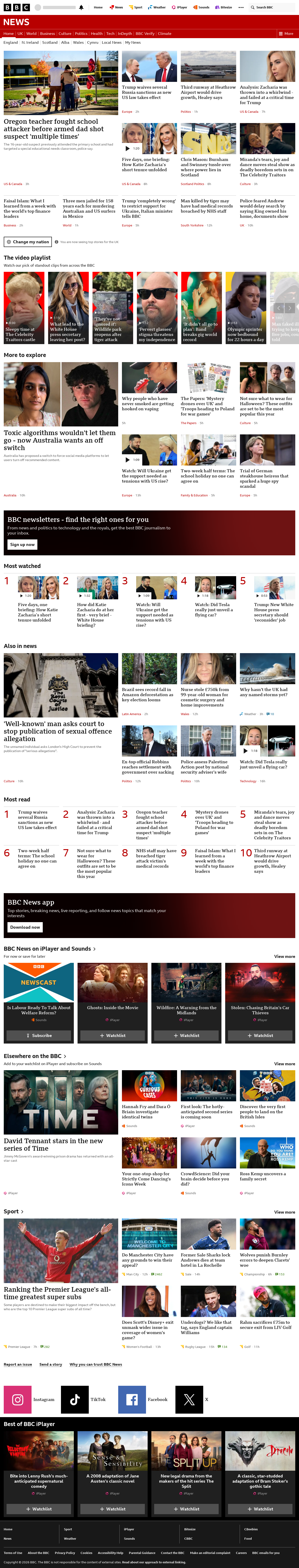 BBC News snapshot from Saturday, 17 October 2026 at 06:00