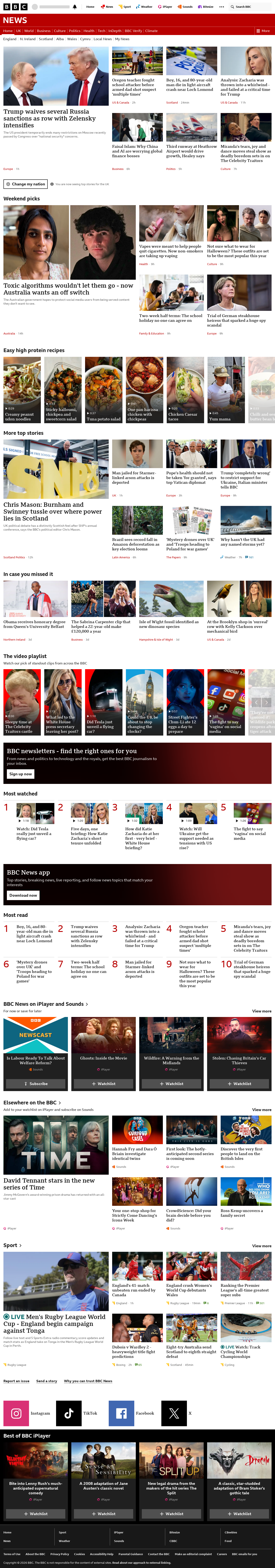 BBC News snapshot from Saturday, 17 October 2026 at 10:00