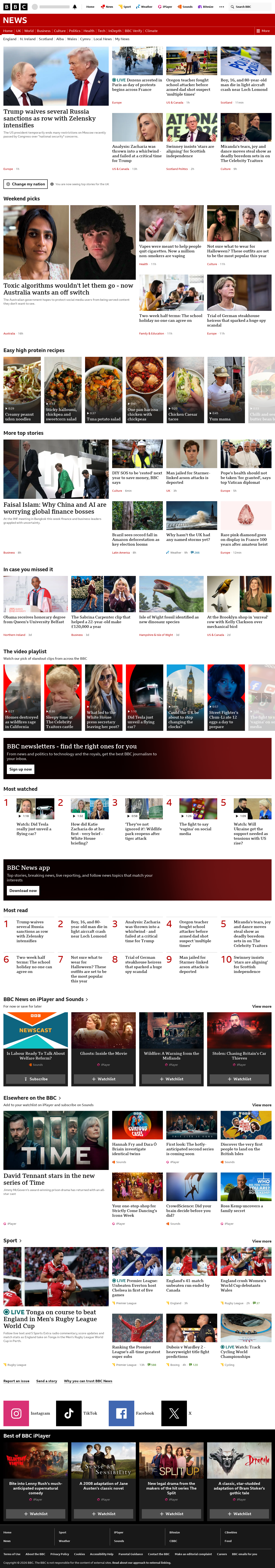 BBC News snapshot from Saturday, 17 October 2026 at 12:00