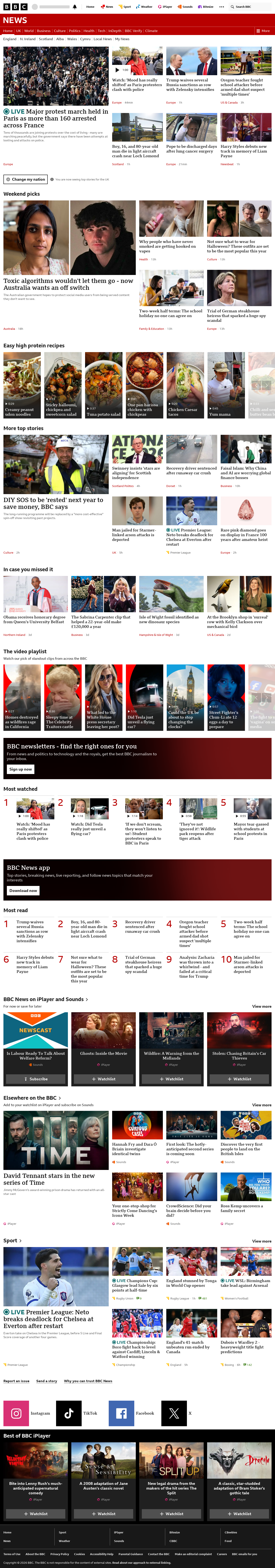 BBC News snapshot from Saturday, 17 October 2026 at 14:00